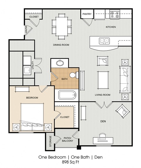 a floor plan of a small house with a bedroom and a living room